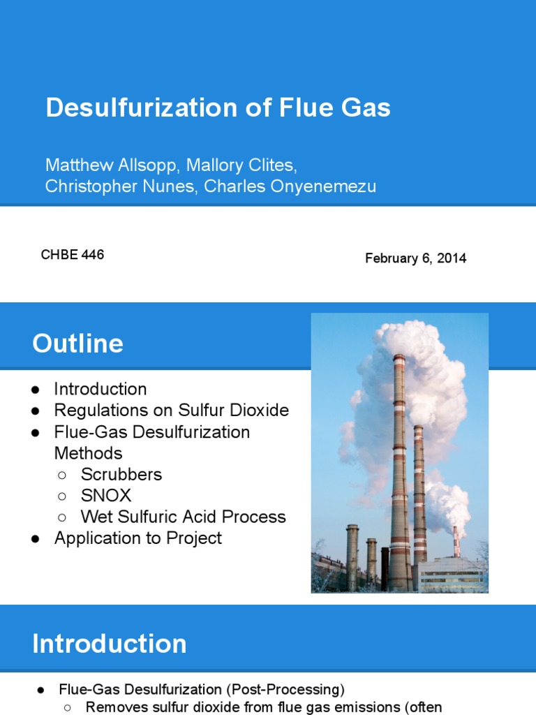 Desulfurization of Flue Gas Sulfur Dioxide Industrial Gases