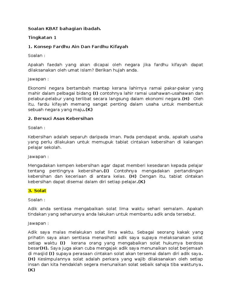 Contoh Soalan Pendidikan Islam Tingkatan 4 Kertas 2 