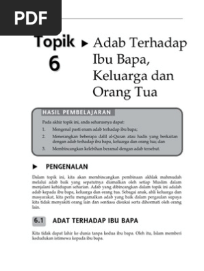 Topik 6 Adab Terhadap Ibu Bapa Keluarga Dan Orang Tua Pdf Pdf