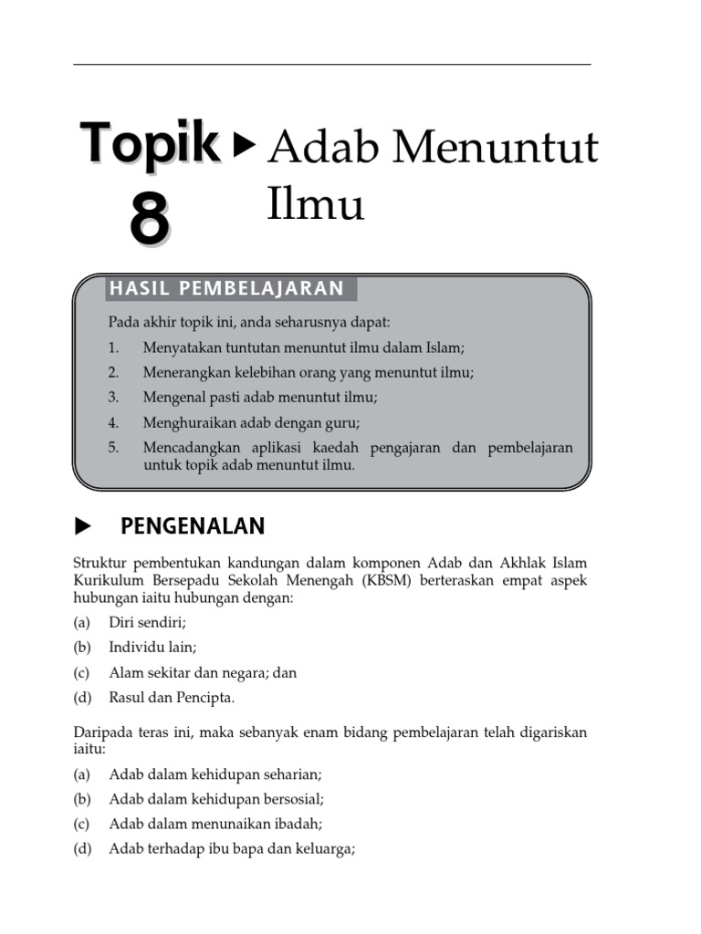 Topik 8 Adab Menuntut Ilmu Pdf Pdf