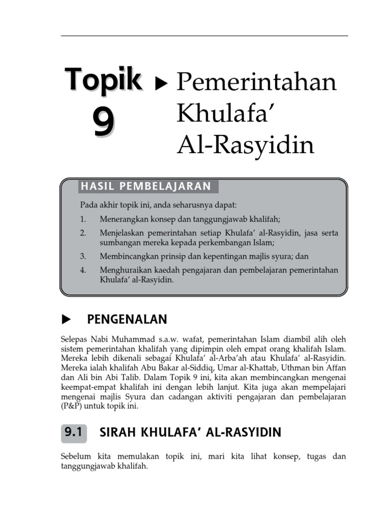 Topik 9 Pemerintahan Khulafa Al Rasyidin Pdf Pdf