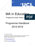 MA Education Programme Handbook - UCL IoE 2015-16