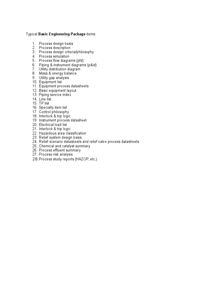 Basic Engineering Package Overview | PDF | Chemical Engineering ...