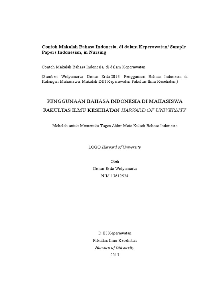 Contoh Makalah Bahasa Indonesia Dalam Keperawatan Julay