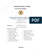 Seguros Agrícolas Indexados y Disposición A Pagar en La Región Piura 2012