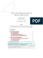 MSc in Pure Mathematics Course Handbook 2015 16