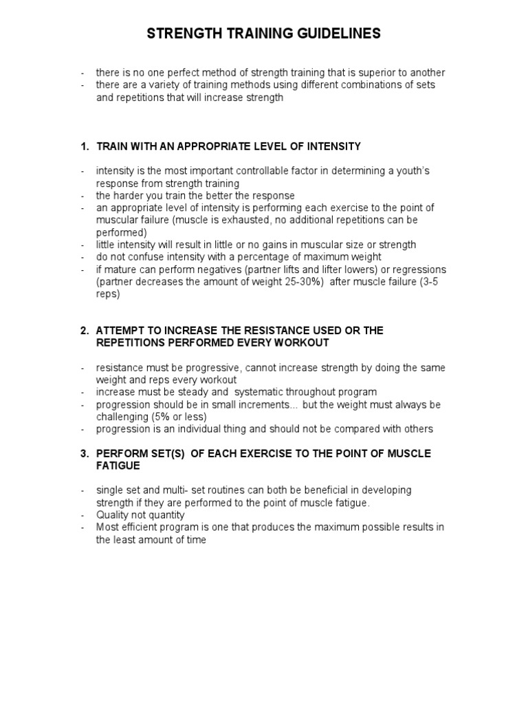 Strength Training Guidelines and Principles PDF Strength Training