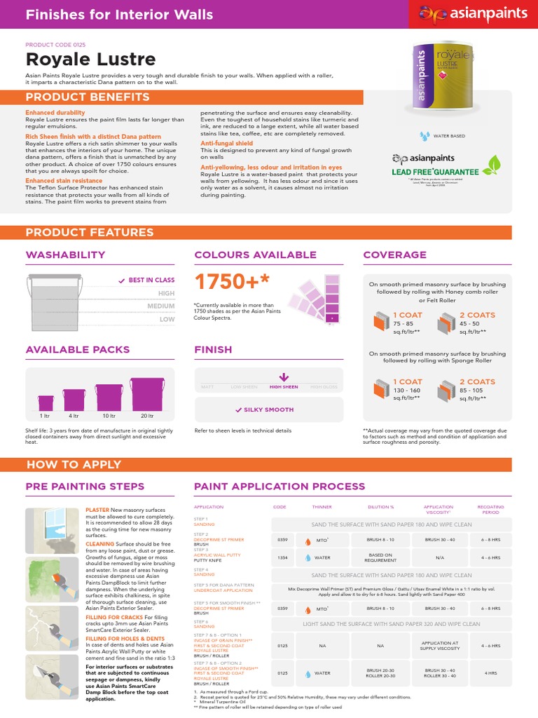A Comprehensive Guide to Royale Lustre Interior Wall Paint PDF
