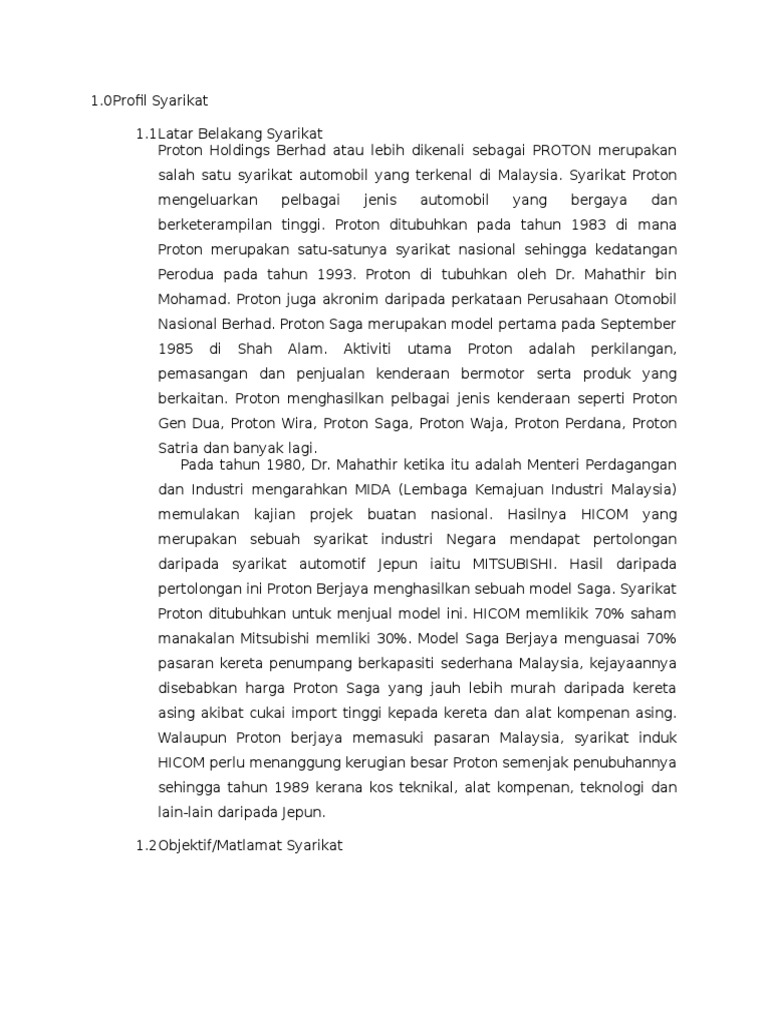 Profil Syarikat PROTON  PDF