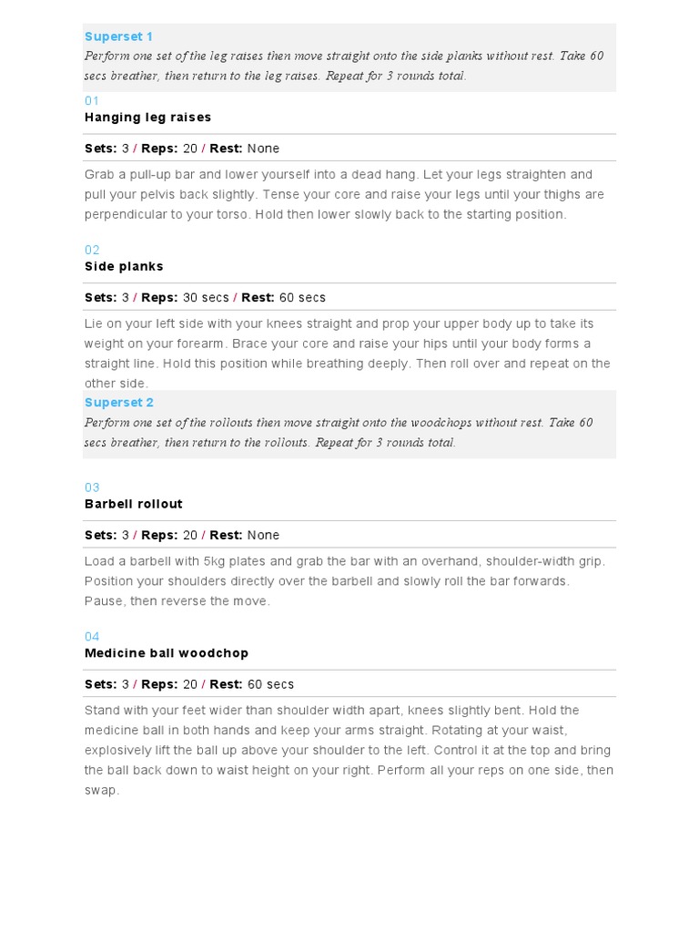 Core Strength Superset Workout Guide | PDF