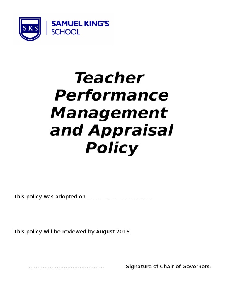 Teacher Performance Management and Appraisal20152016 PDF Performance Appraisal
