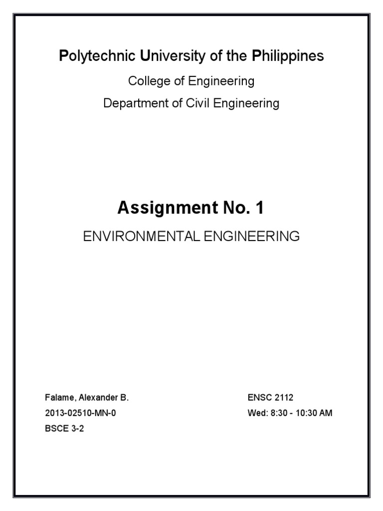 Environmental Engineering Assignment 1 | PDF