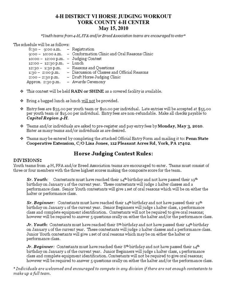 2010 Dist 6 Horse Judging1 PDF Livestock Equestrian Sports