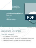 Advanced Mathematics For Business: Topic 7: Regression Analysis 1