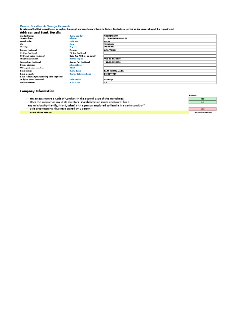 Vendor Creation Request Form Guide | PDF