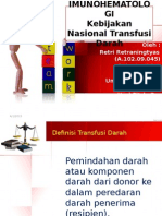 Imunohematologi Kebijakan Nasional Transusi