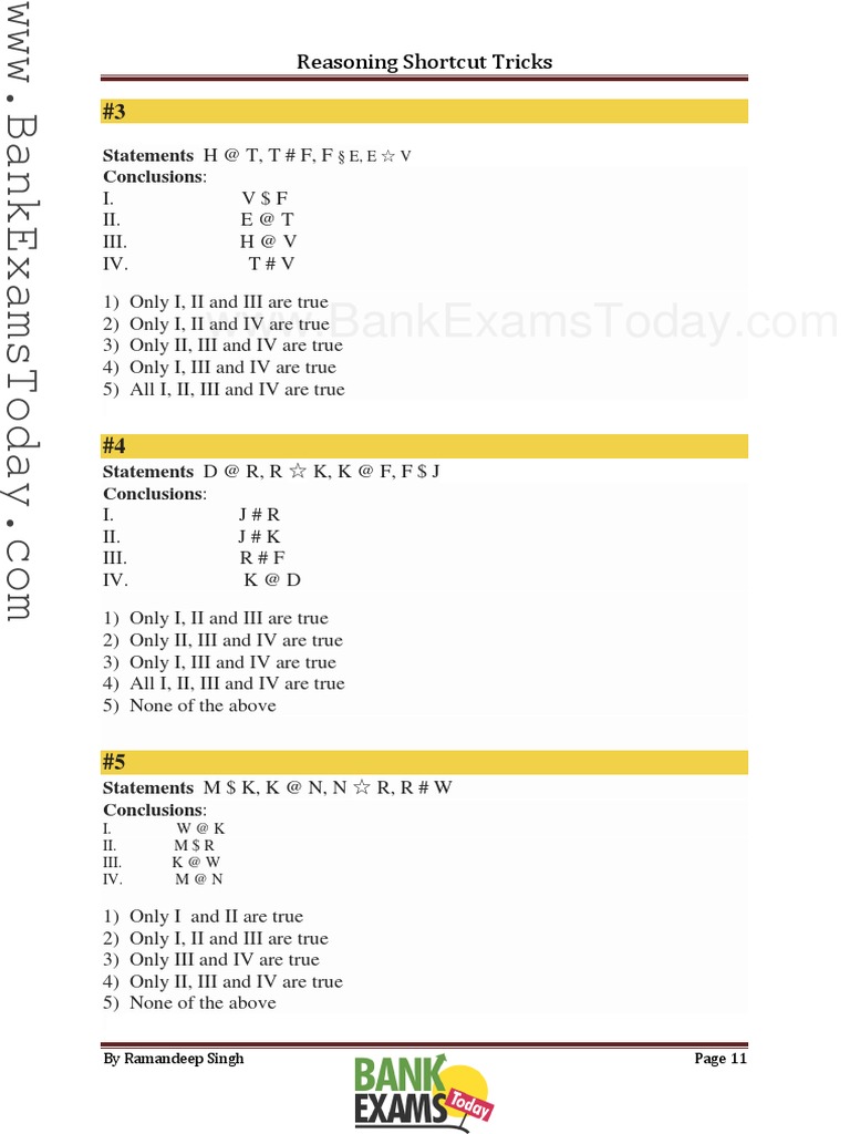 Reasoning Shortcut Tricks - Part3 | PDF | Logic | Teaching Mathematics