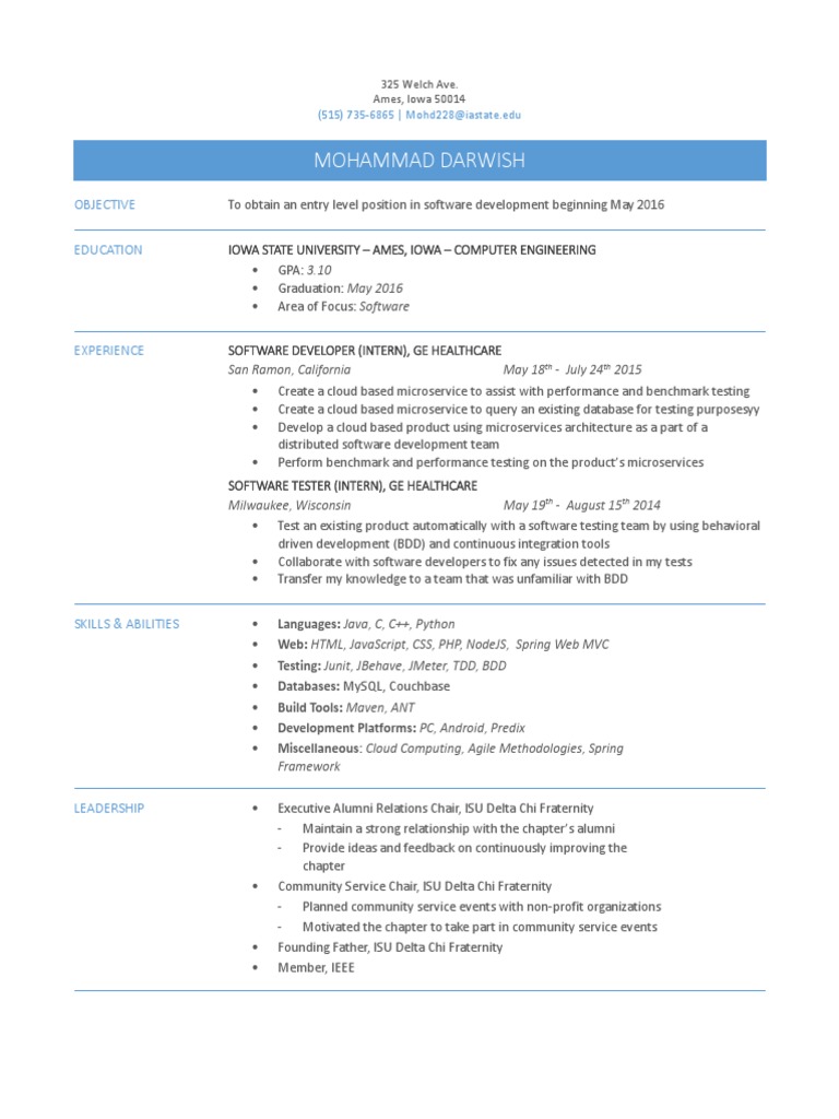 Entry-Level Software Developer Resume | PDF