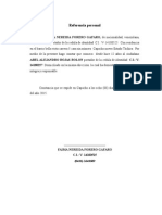 Referencia Personal y Constancia de Trabajo Modelo