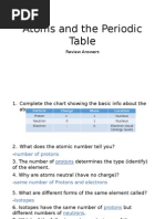 atoms and the periodic table study guide answers