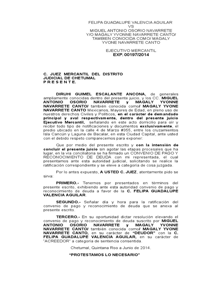 Convenio de Pago y Reconocimiento de Deuda. Pagos Euro