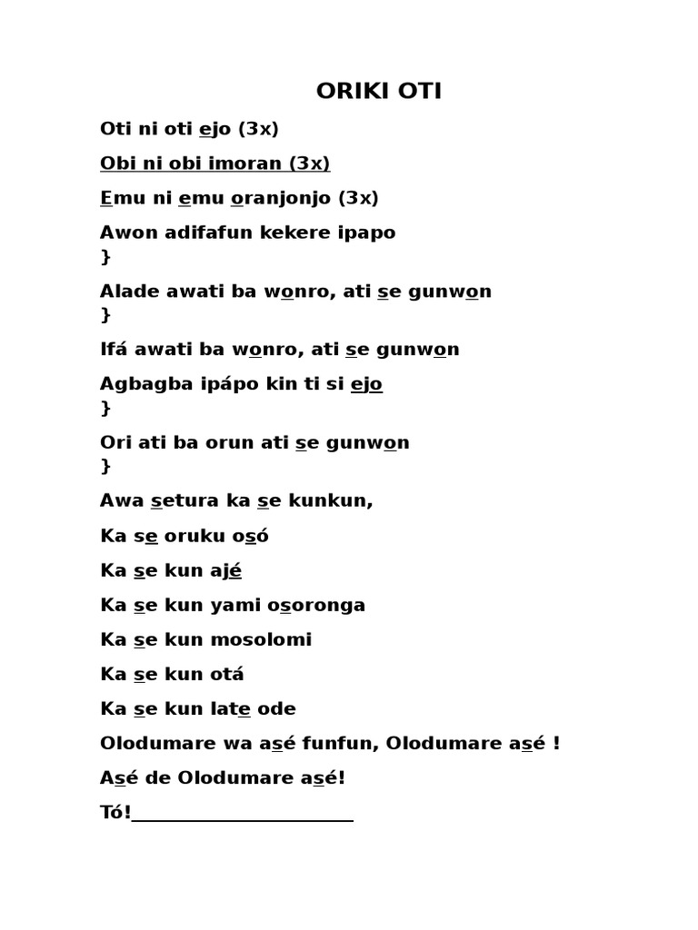Oriki Oti | PDF