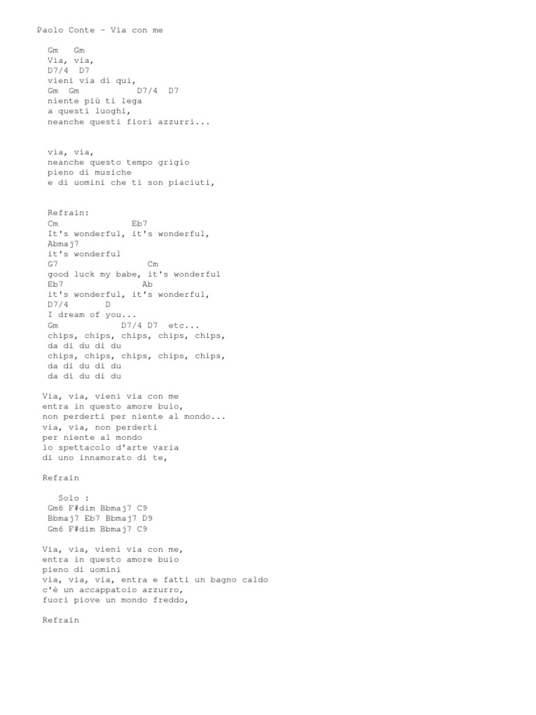 Paolo Conte Via Con Me Chords