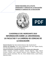 INFORMACIÓN SOBRE LA UNIVERSIDAD, LA FACULTAD Y LA CARRERA DE CIENCIAS DE LA EDUCACIÓN