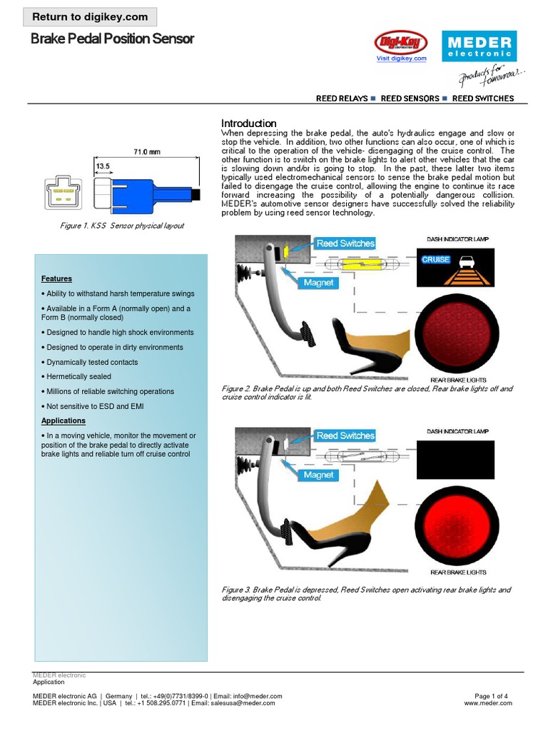 Meder Auto Brake Pedal Position Sensor Switch Brake