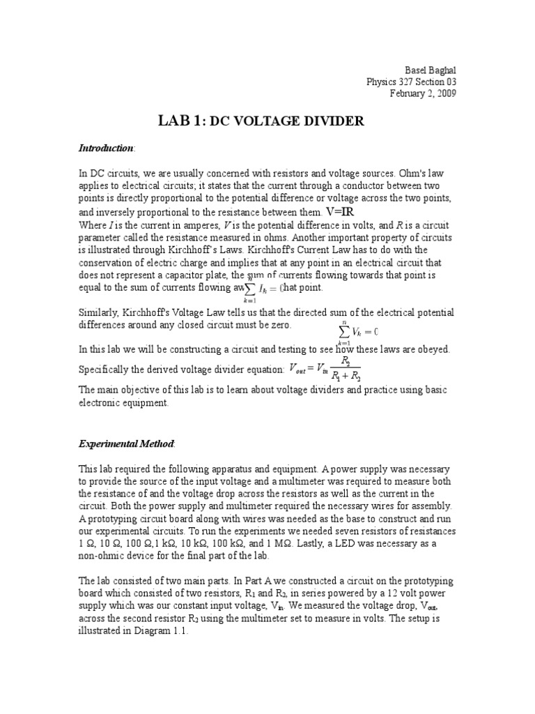 Example of lab report pdf voltage electric current