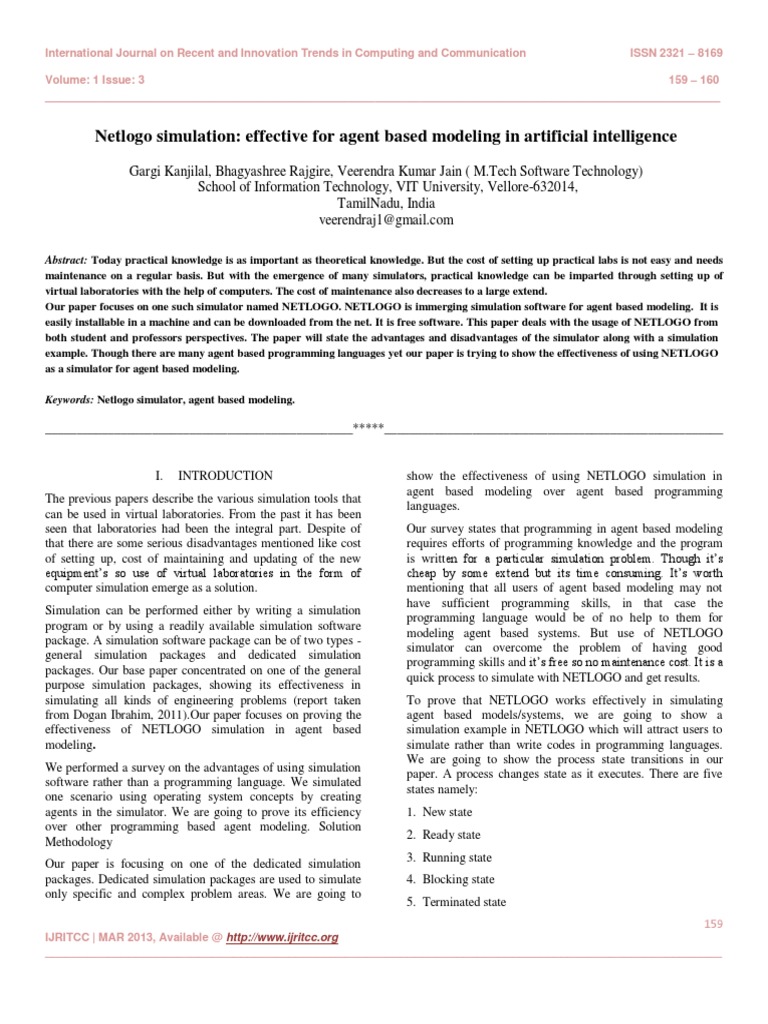 Netlogo SimulationEffective For Agent Based Modeling in Artificial