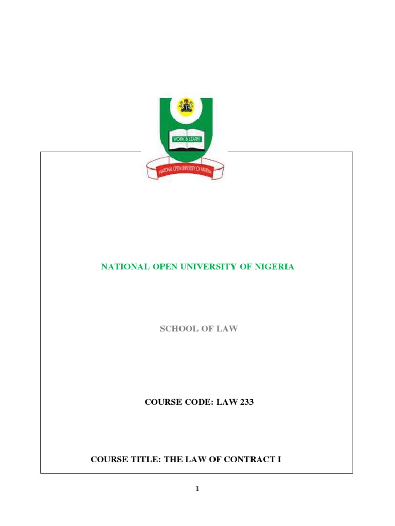 Overview of Nigerian Contract Law | PDF | Consideration | Offer And ...
