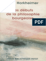 Horkheimer, Max-Les Debuts de La Philosophie Bourgeoise