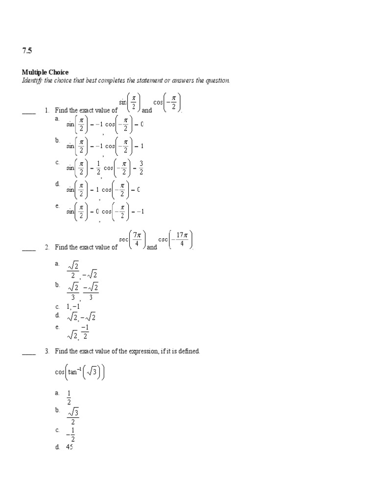 Multiple Choice Answer Key | PDF