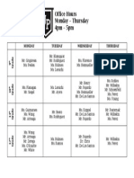 Office Hours Schedule (2015 - 2016)