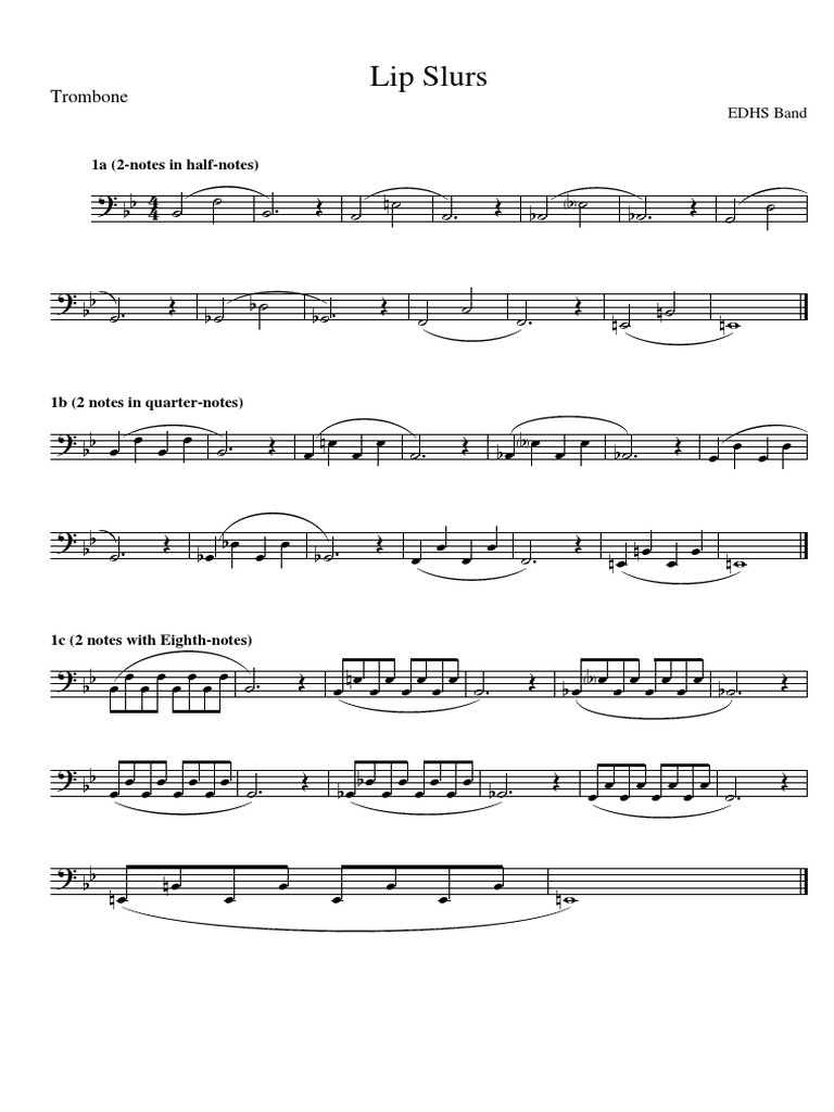 Lip Slurs 1 Trombone CV PDF