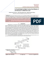 Wear and Change in Teeth Height in High Carbon Steel Blades of Hand Hacksaw at different Load