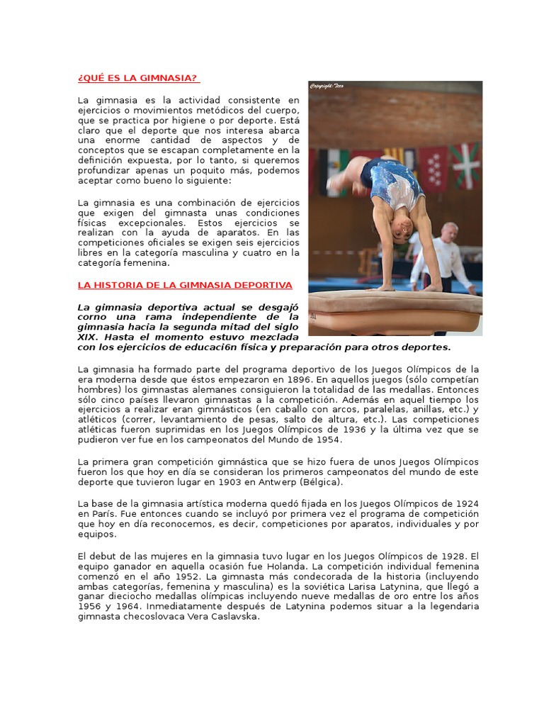 Historia y Concepto de la Gimnasia | PDF | Gimnasia | Deportes atléticos