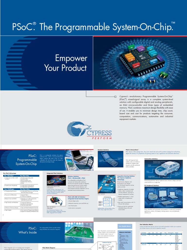 Cypress PSoC Solutions Brochure | PDF | System On A Chip | Microcontroller