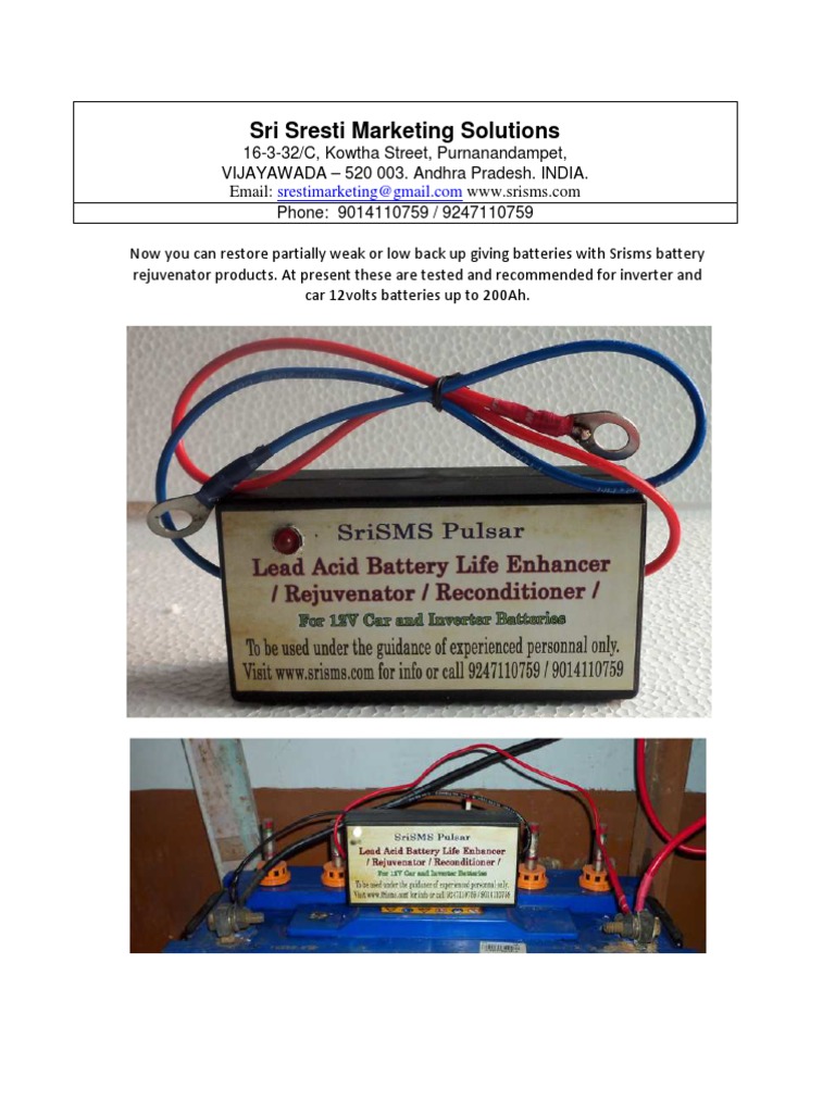 Battery Life Enhancer Pulsar Rejuvenator Reconditioner PDF Battery