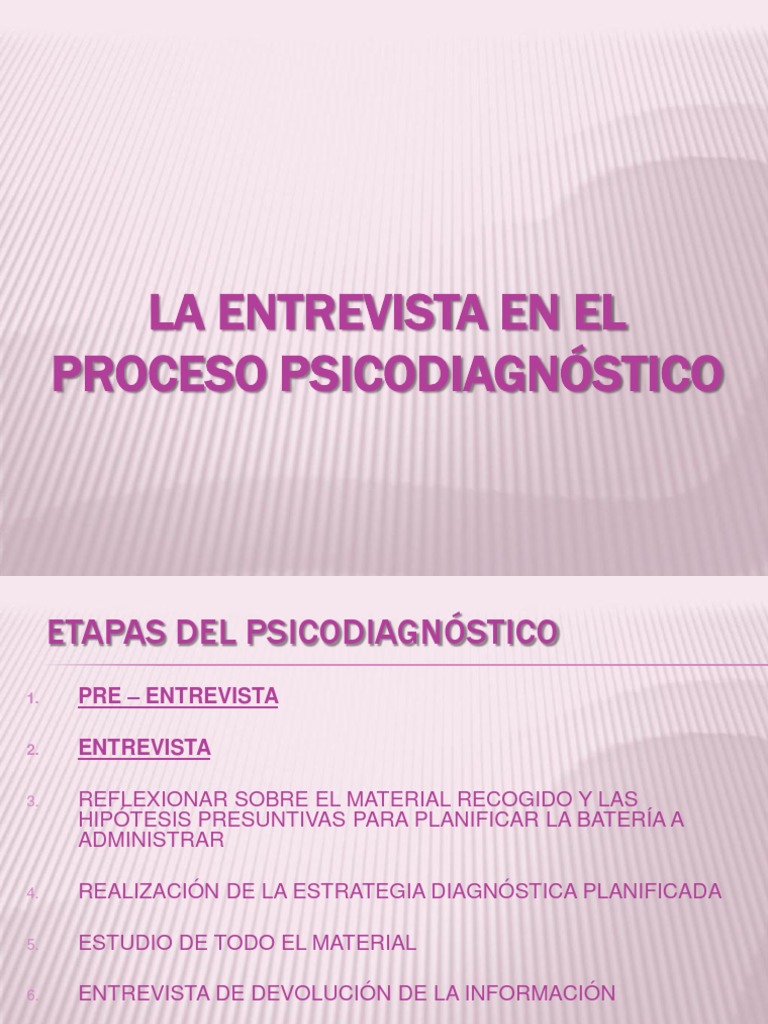 1. u II. La Entrevista en El Proceso Psicodiagnóstico