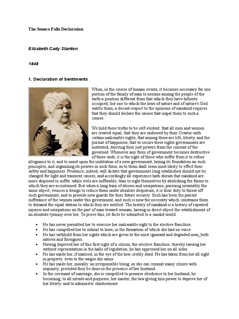 why did seneca falls declartion mock the declaration of independence