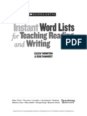 Instant Word Lists For Teaching Reading and Writing (Grades 3 & Up) Instant  Word Lists For Teaching Reading and Writing (Grades 3 & Up), PDF, Acronym