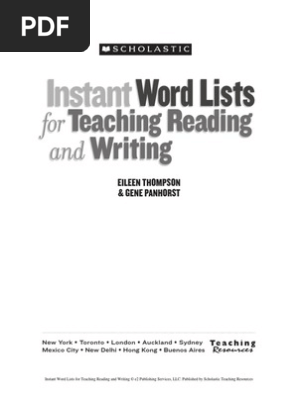 Instant Word Lists For Teaching Reading and Writing (Grades 3 & Up) Instant  Word Lists For Teaching Reading and Writing (Grades 3 & Up), PDF, Acronym