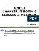 Unit-I Chapter in Book - 6 Classes & Methods: - K. Indhu