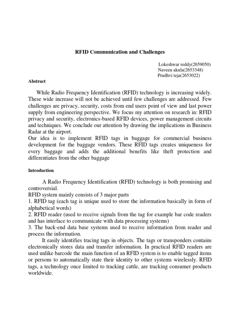 RFID Technology: Challenges & Solutions | PDF | Radio Frequency ...