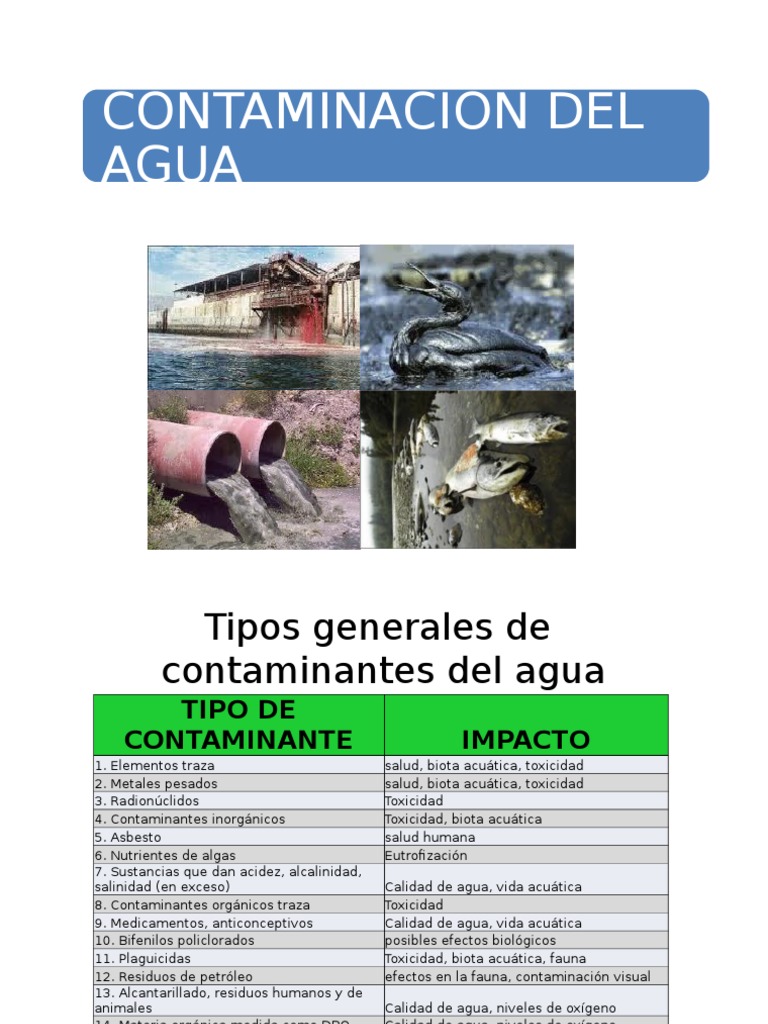Senado sistema emprender 1.2 Contaminantes Del Agua (Parte 2) | PDF | La contaminación del agua |  Cromo
