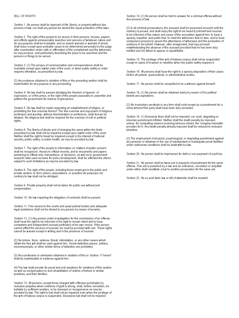 Comprehensive Bill of Rights Overview | PDF | Politics | Social Science