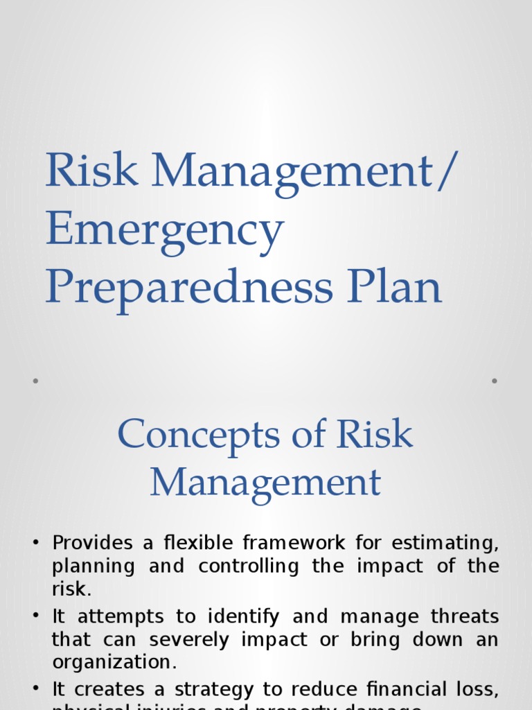 Risk Management/ Emergency Preparedness Plan | PDF | Risk Management ...