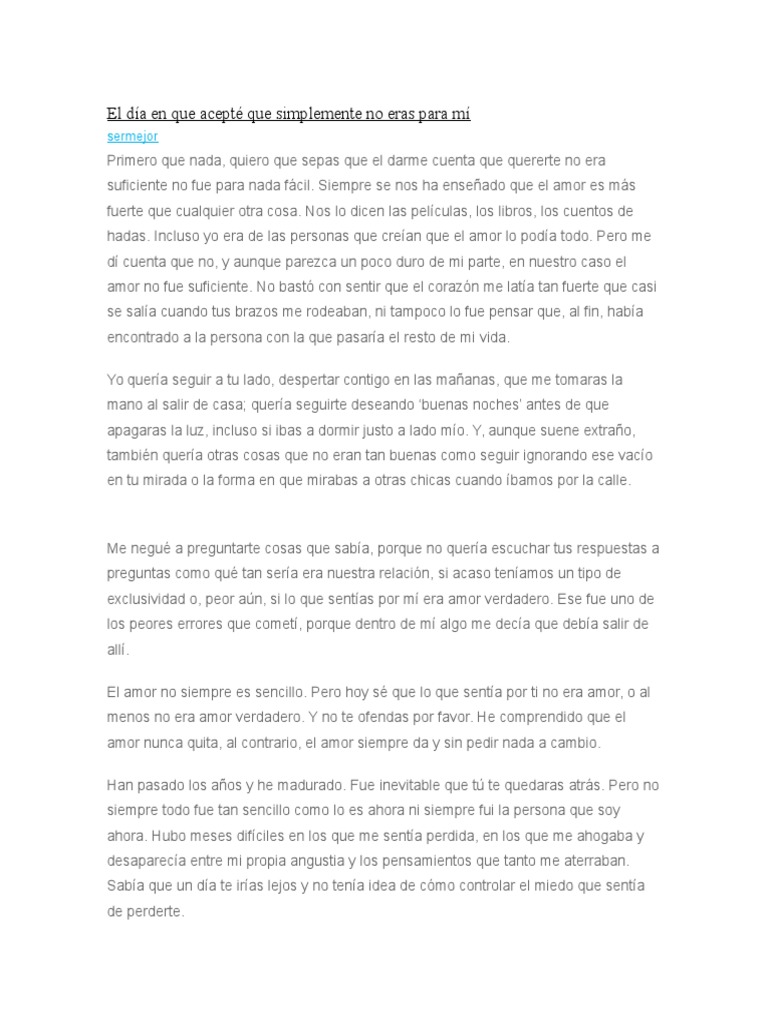 El amor que no era para mí | PDF | Amor | Science